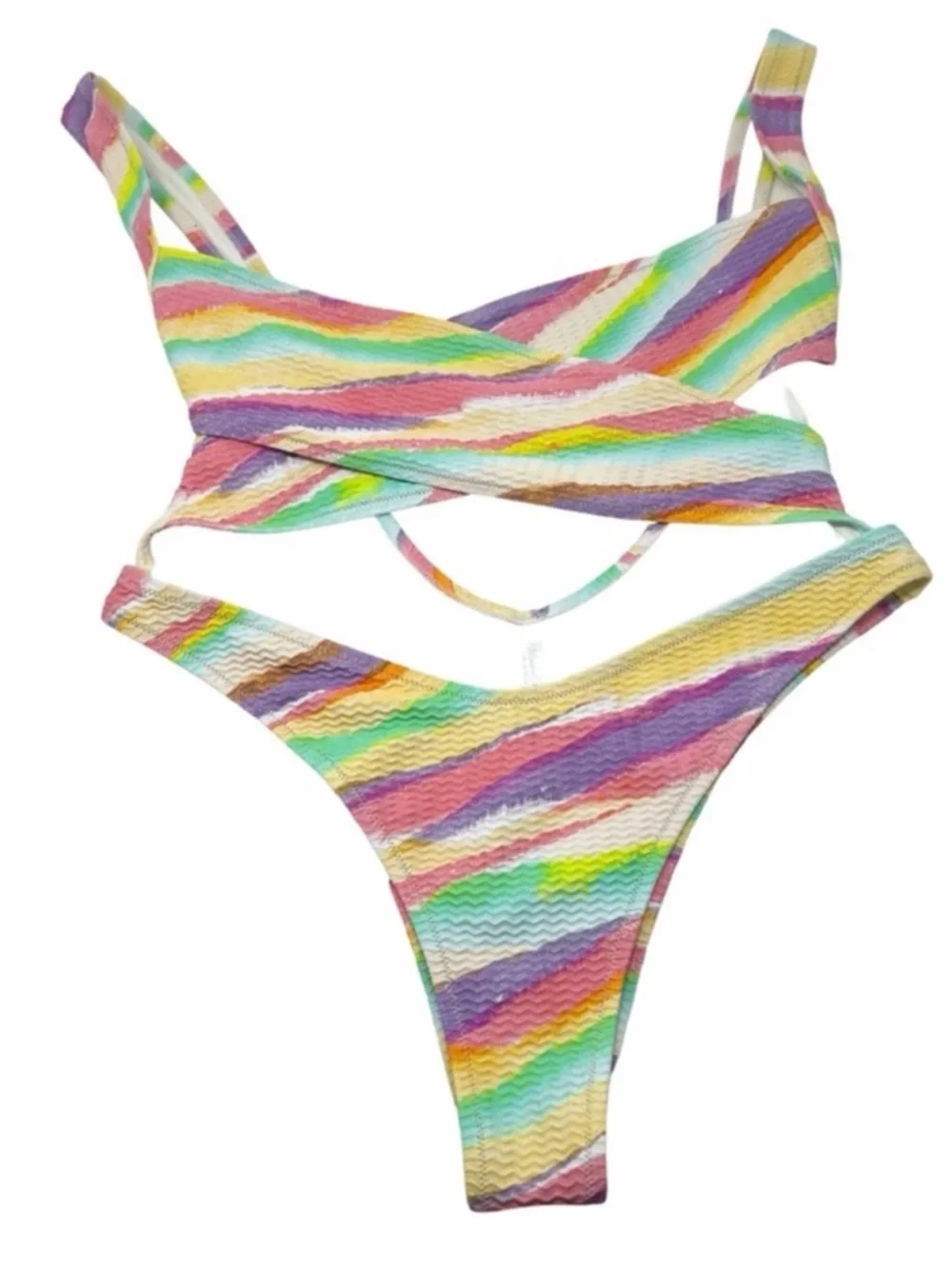 Reina Olga Exotica One Piece Swimsuit Size 3 (L) Pastel Multi Made In Italy